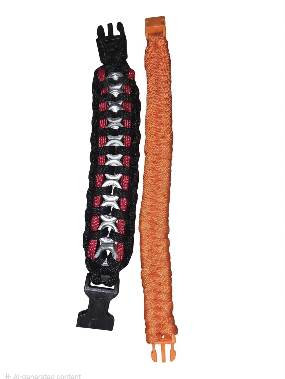 7in Womens Paracord Bracelet Set - Orange and Black/Red